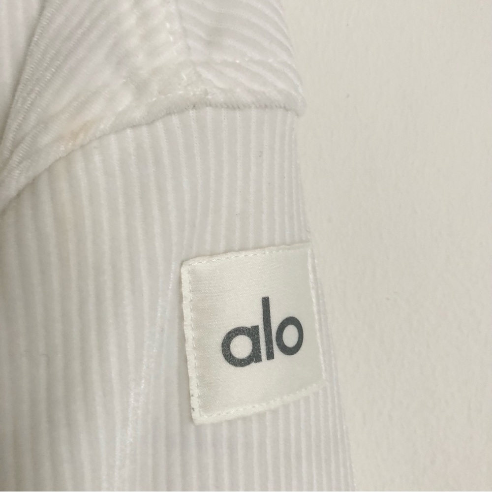 Alo Yoga Ribbed Velour Mountain Side Shacket Ivory S - Picture 10 of 13